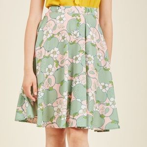 ModCloth pink skirt with green apples size large